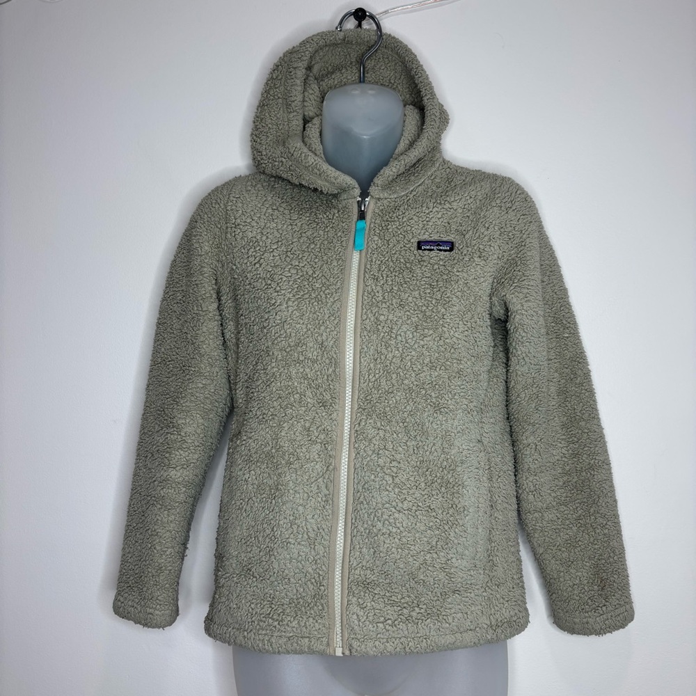 Patagonia tan beige brown zip up hoodie jacket coat size large (12)